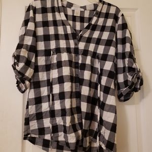 Charlotte Russe Checkered Mid Cut Sleeve Shirt